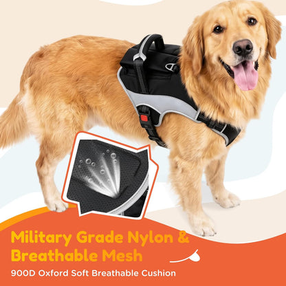 Dog Car Harness, Dog Seat Belt Harness for Car, No Pull Adjustable Dog Harness with Seat Belt Attachment, Breathable Padded Vest with Handle for Walking, Training & Car Travel, M