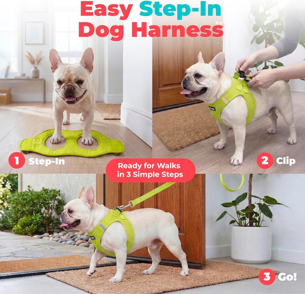 Voyager Step-in Air Dog Vest Harness - Moss Green, Medium | 16 - 18" in Chest, Reflective Bands, All Weather Breathable Air Mesh, Cats Compatible, Lightweight, Fast Drying - Colors B