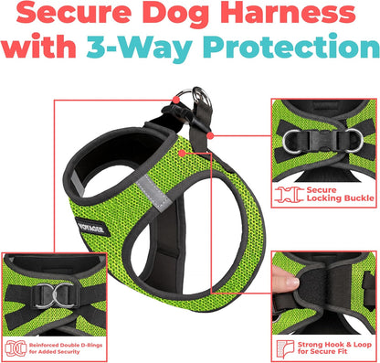 Voyager Step-in Air Dog Vest Harness - Moss Green, Medium | 16 - 18" in Chest, Reflective Bands, All Weather Breathable Air Mesh, Cats Compatible, Lightweight, Fast Drying - Colors B