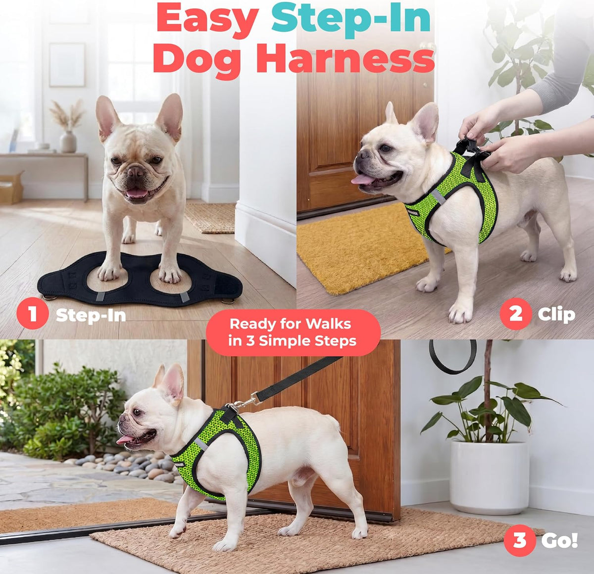 Voyager Step-in Air Dog Vest Harness - Moss Green, Medium | 16 - 18" in Chest, Reflective Bands, All Weather Breathable Air Mesh, Cats Compatible, Lightweight, Fast Drying - Colors B