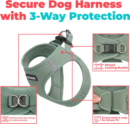 Voyager Step-in Air Dog Vest Harness - Moss Green, Medium | 16 - 18" in Chest, Reflective Bands, All Weather Breathable Air Mesh, Cats Compatible, Lightweight, Fast Drying - Colors B