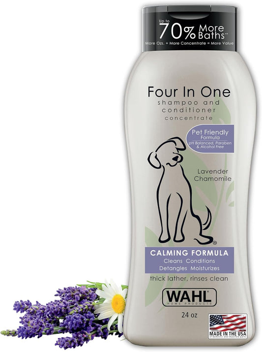 USA 4-in-1 Calming Dog Shampoo with Lavender Chamomile Scent – Cleans, Conditions, Detangles, & Moisturizes - Pet Friendly Formula - 24 Oz - Model 820000A