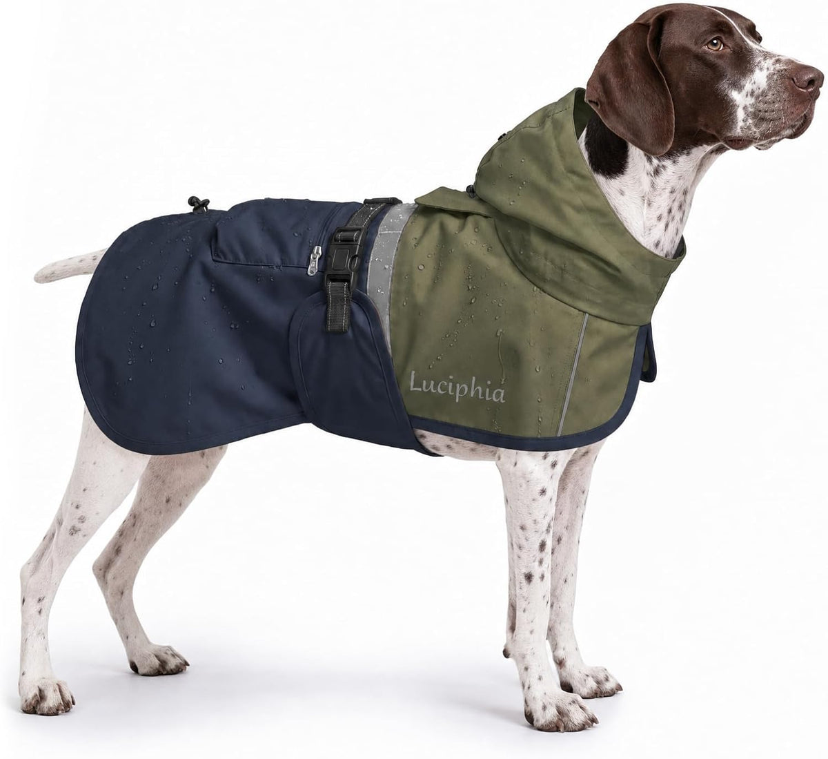 Dog Raincoat, Adjustable Hooded Reflective Jacket with Pocket