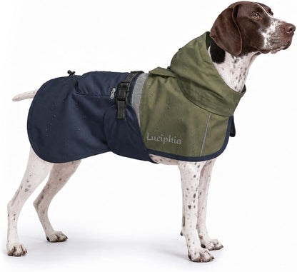 Dog Raincoat, Adjustable Hooded Reflective Jacket with Pocket