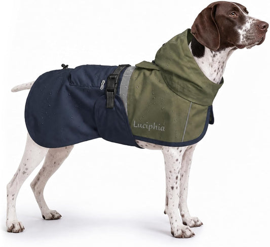 Dog Raincoat, Adjustable Hooded Reflective Jacket with Pocket