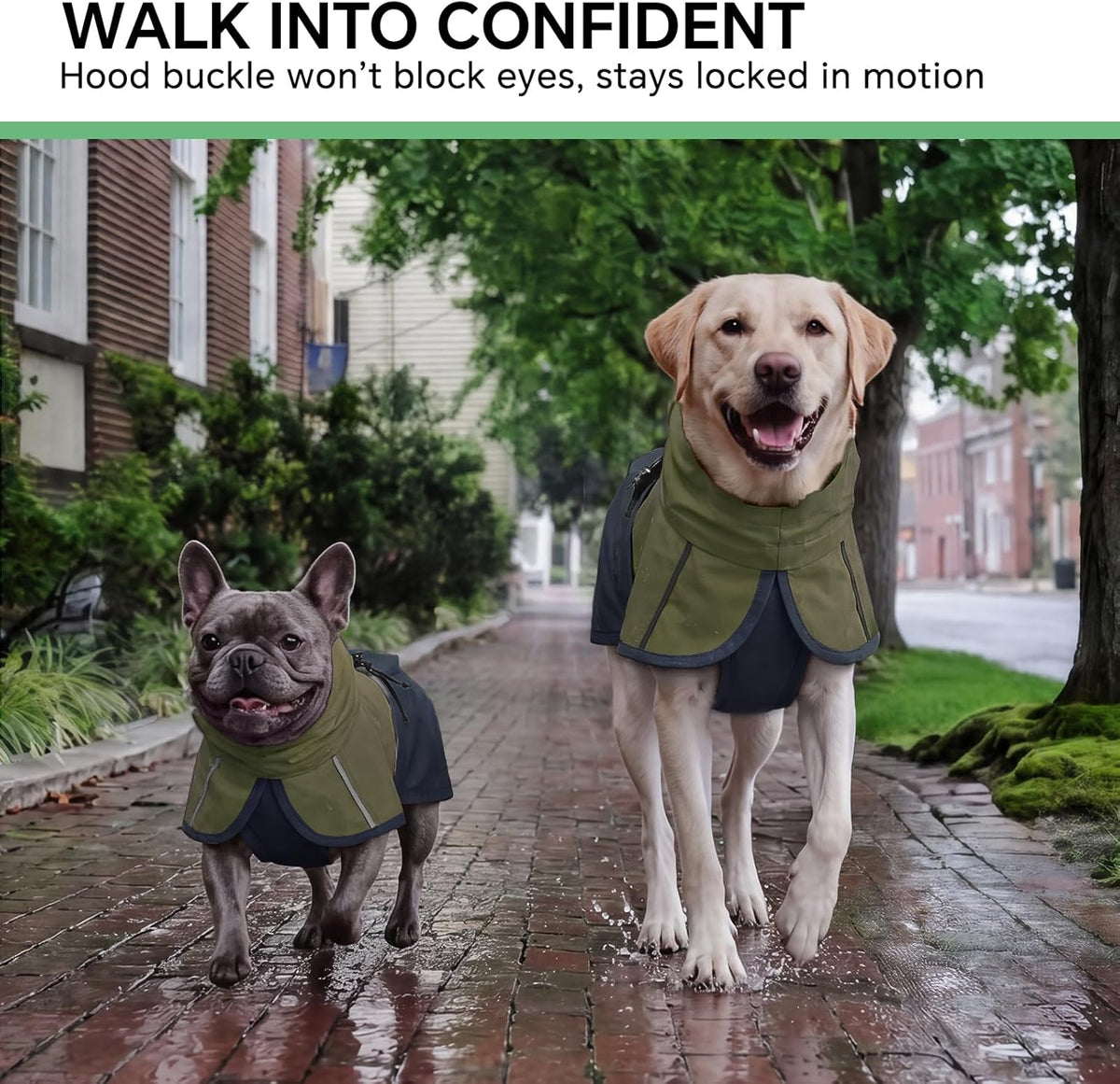 Dog Raincoat, Adjustable Hooded Reflective Jacket with Pocket