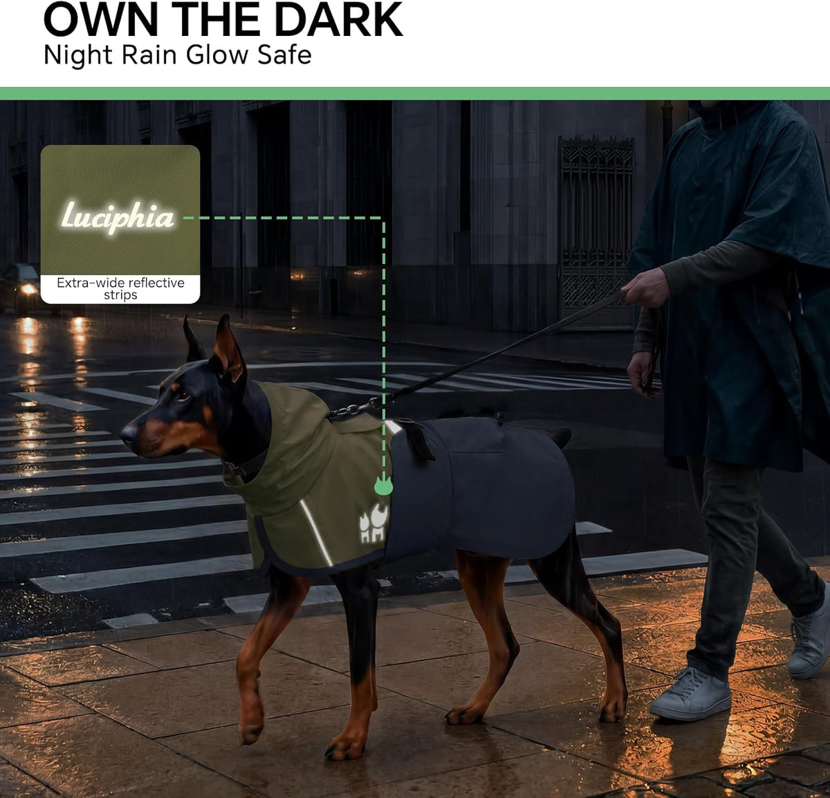 Dog Raincoat, Adjustable Hooded Reflective Jacket with Pocket