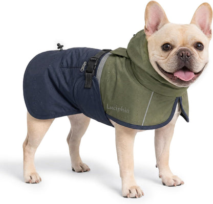 Dog Raincoat, Adjustable Hooded Reflective Jacket with Pocket