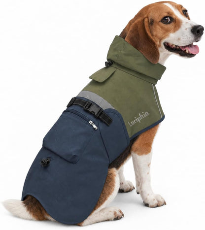 Dog Raincoat, Adjustable Hooded Reflective Jacket with Pocket