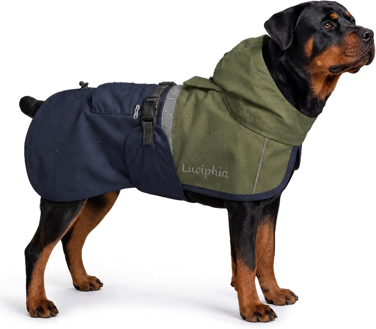 Dog Raincoat, Adjustable Hooded Reflective Jacket with Pocket