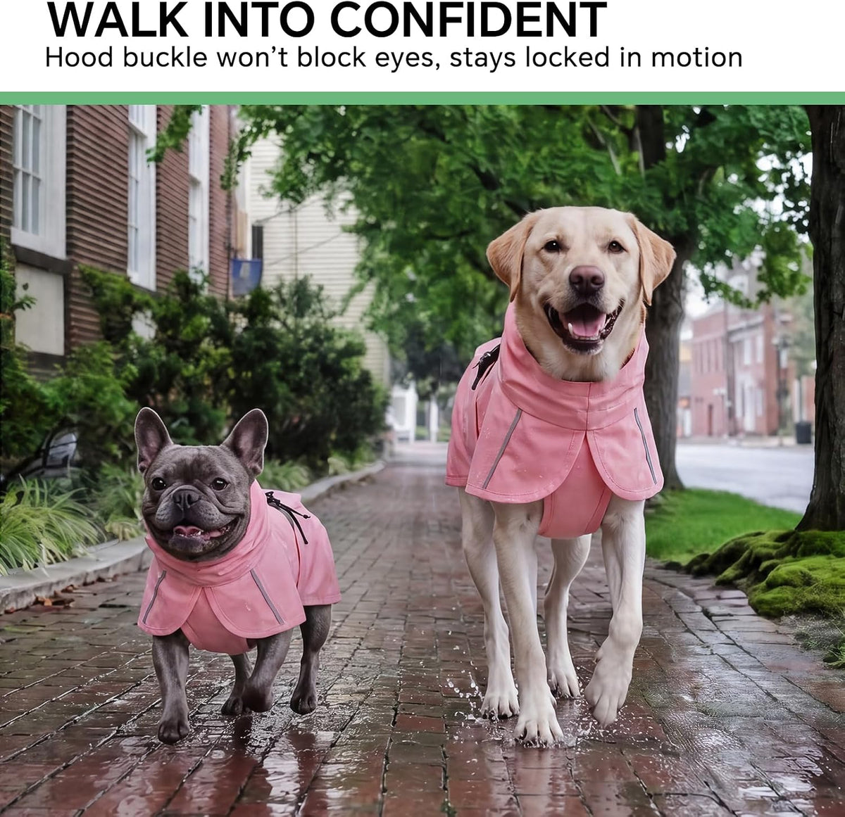 Dog Raincoat, Adjustable Hooded Reflective Jacket with Pocket
