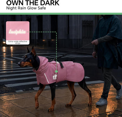 Dog Raincoat, Adjustable Hooded Reflective Jacket with Pocket