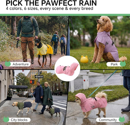Dog Raincoat, Adjustable Hooded Reflective Jacket with Pocket