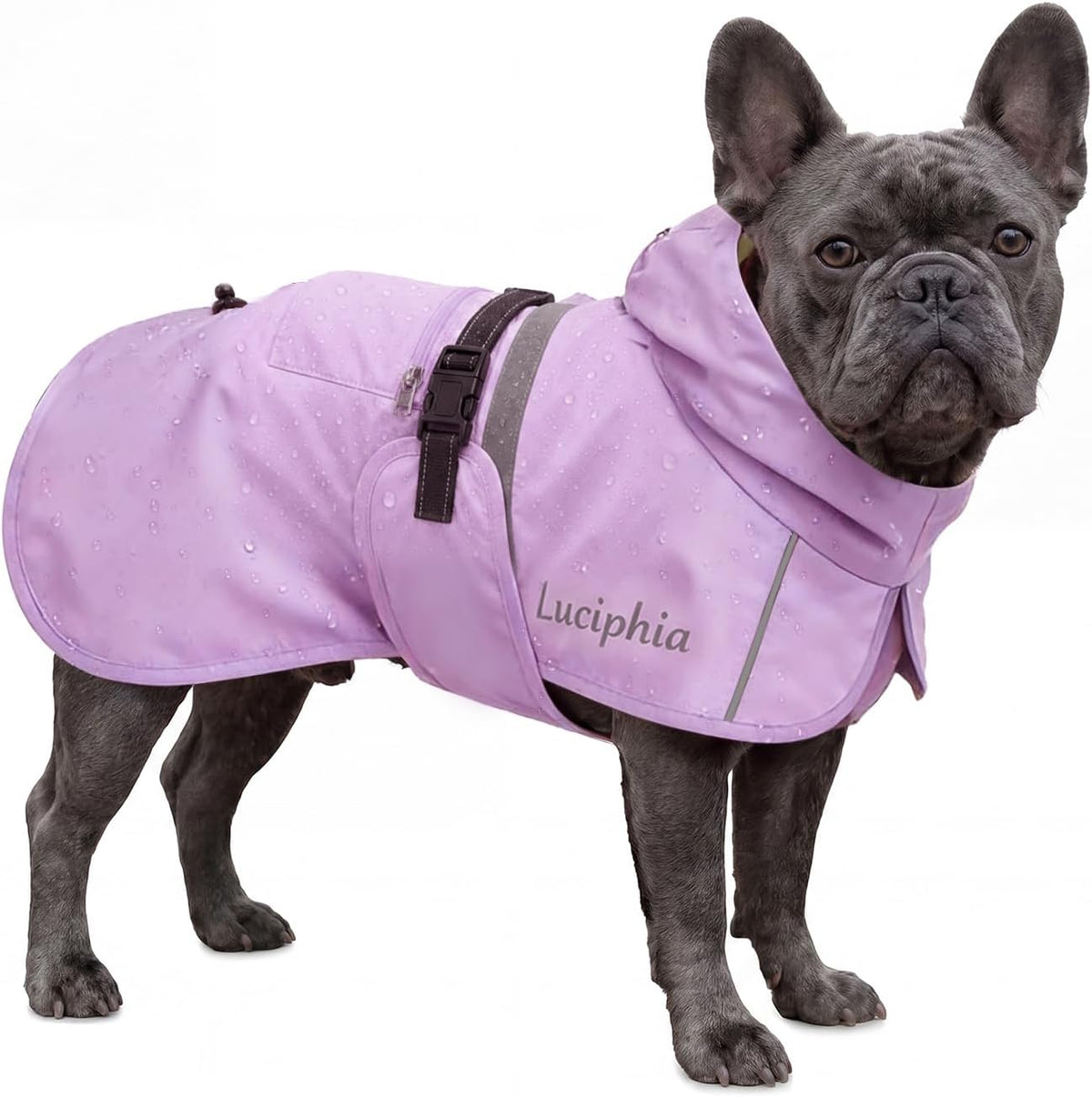 Dog Raincoat, Adjustable Hooded Reflective Jacket with Pocket