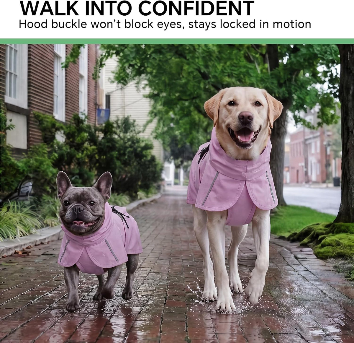 Dog Raincoat, Adjustable Hooded Reflective Jacket with Pocket