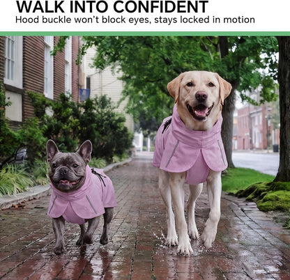 Dog Raincoat, Adjustable Hooded Reflective Jacket with Pocket