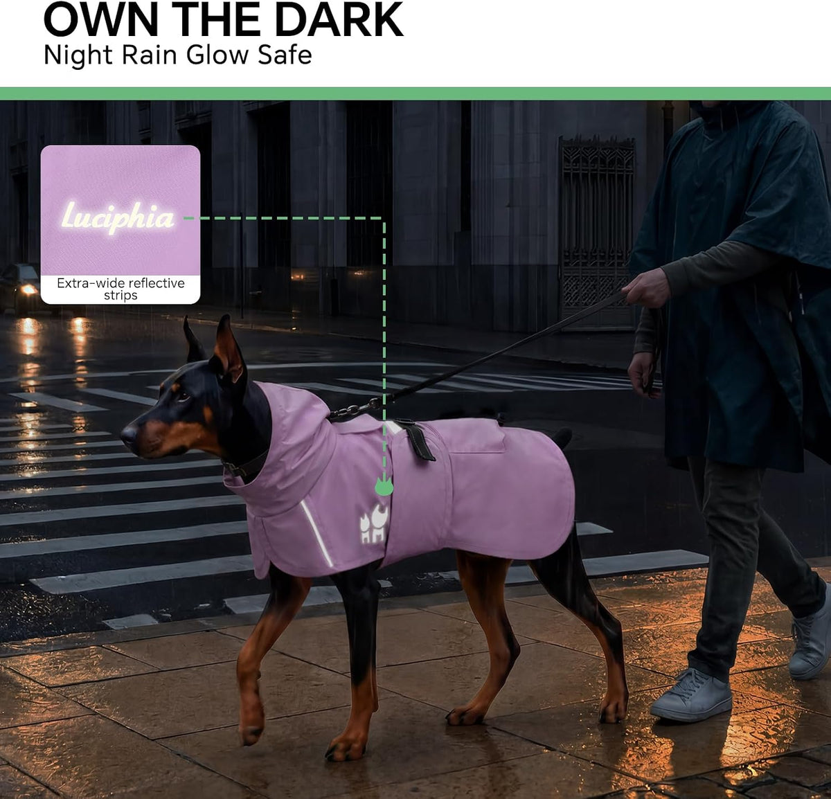 Dog Raincoat, Adjustable Hooded Reflective Jacket with Pocket