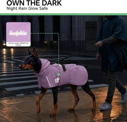 Dog Raincoat, Adjustable Hooded Reflective Jacket with Pocket