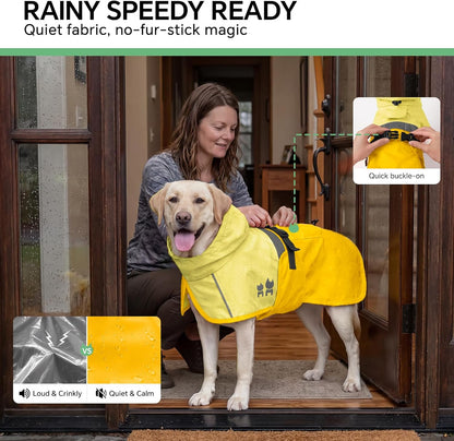 Dog Raincoat, Adjustable Hooded Reflective Jacket with Pocket