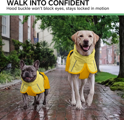 Dog Raincoat, Adjustable Hooded Reflective Jacket with Pocket