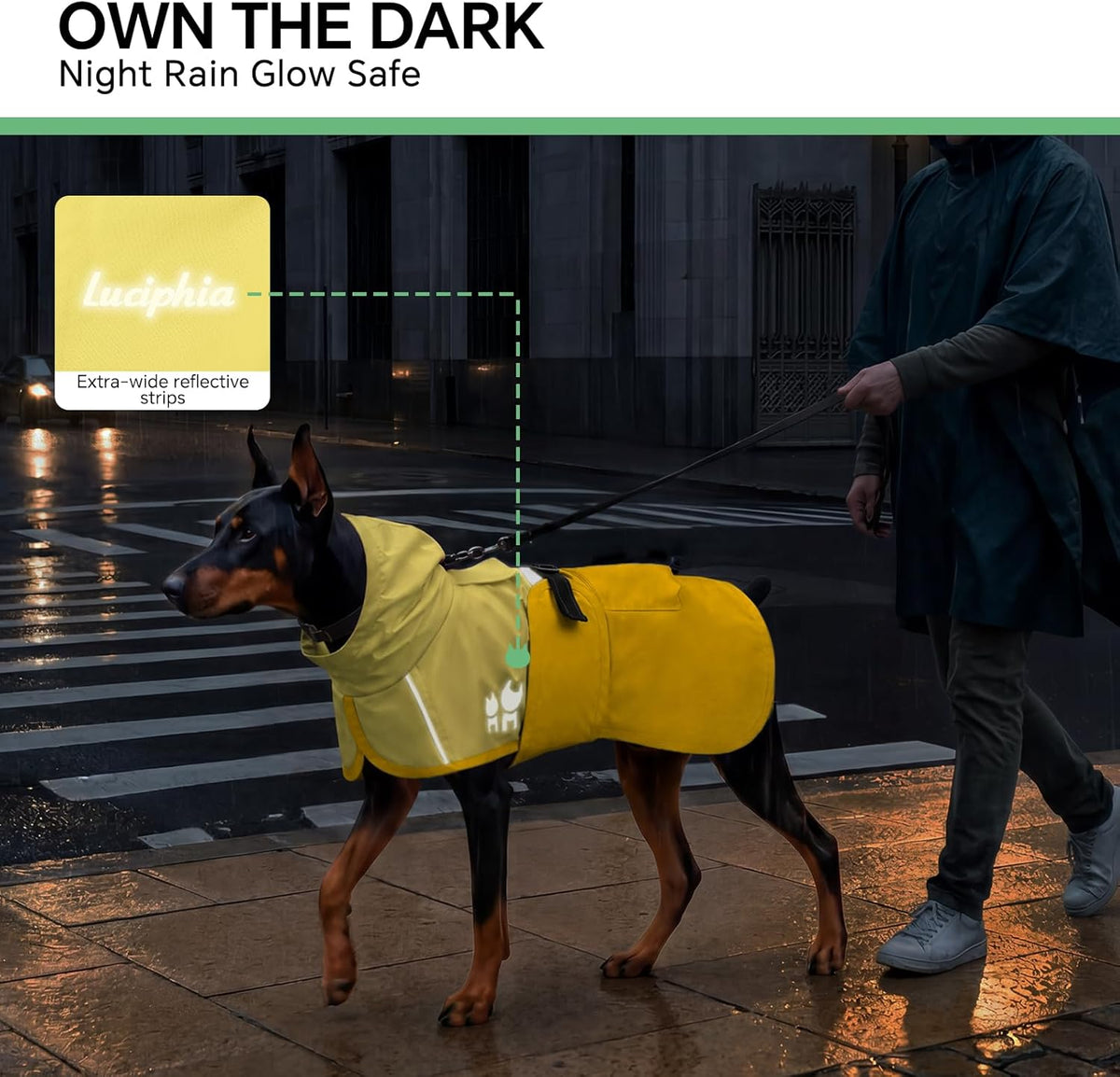 Dog Raincoat, Adjustable Hooded Reflective Jacket with Pocket