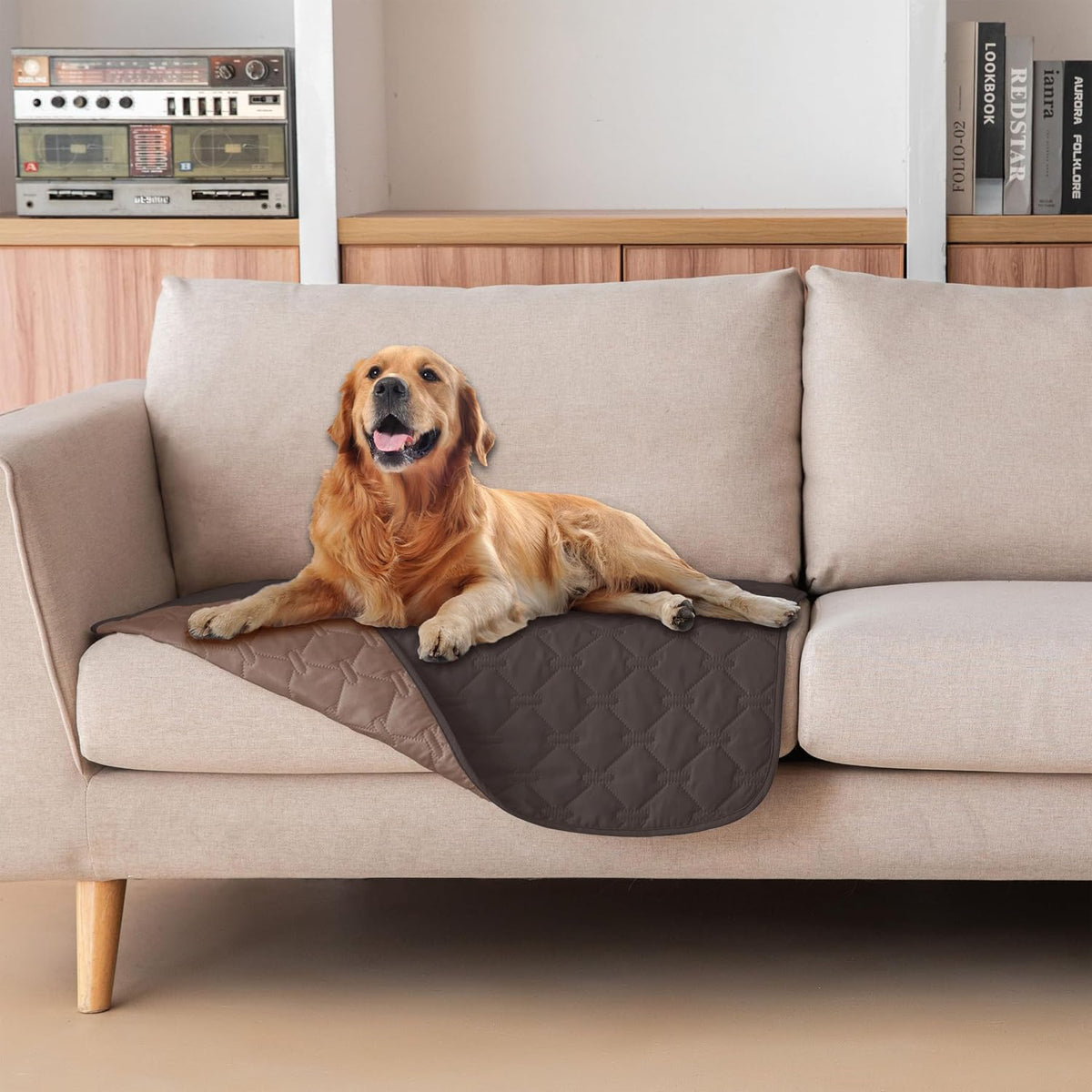 100% Double-Sided Waterproof Dog Bed Cover Pet Blanket Sofa Couch Furniture Protector for Puppy Large Dog Cat, Reversible (68x82 Inch (Pack of 1), Dark Grey/Light Grey) - Colors B