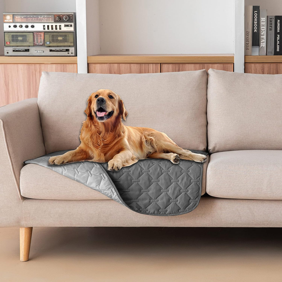 100% Double-Sided Waterproof Dog Bed Cover Pet Blanket Sofa Couch Furniture Protector for Puppy Large Dog Cat, Reversible (68x82 Inch (Pack of 1), Dark Grey/Light Grey) - Colors B