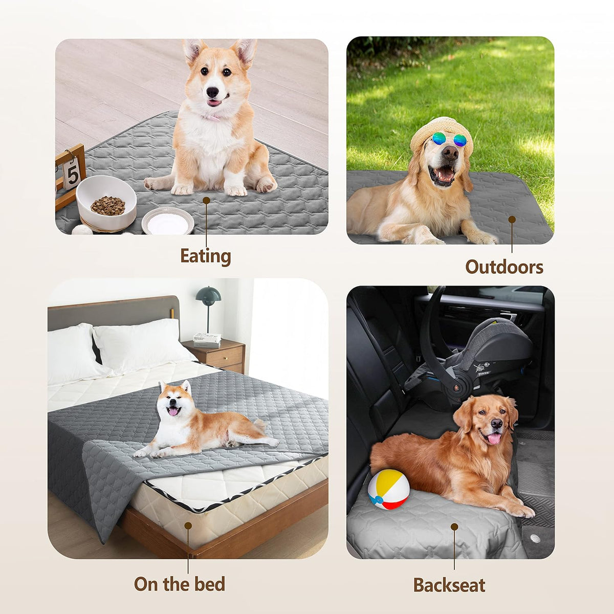 100% Double-Sided Waterproof Dog Bed Cover Pet Blanket Sofa Couch Furniture Protector for Puppy Large Dog Cat, Reversible (68x82 Inch (Pack of 1), Dark Grey/Light Grey) - Colors B