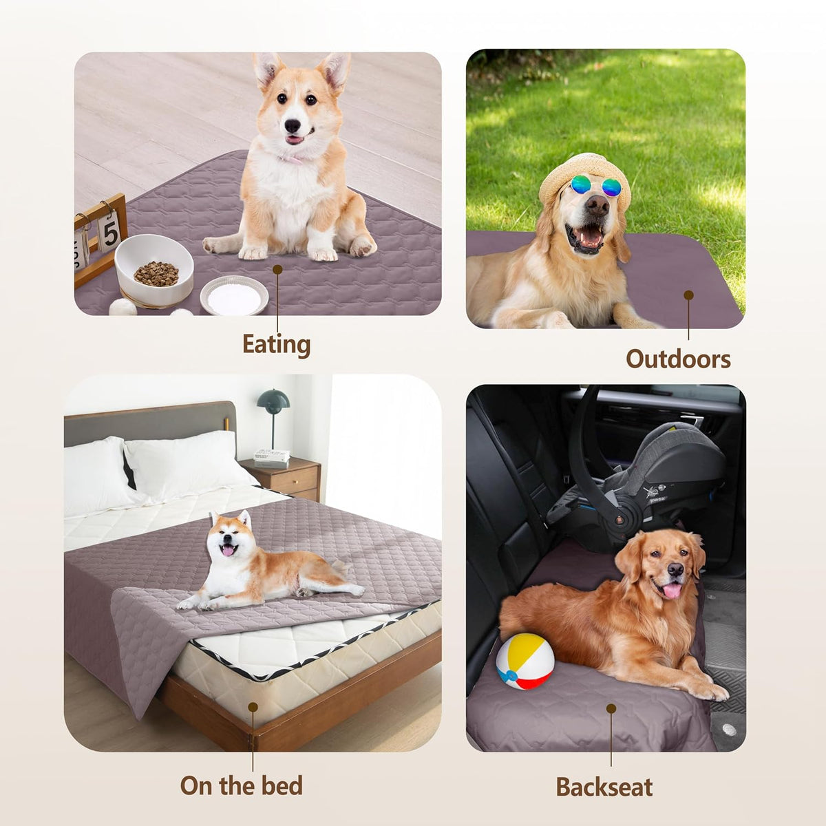 100% Double-Sided Waterproof Dog Bed Cover Pet Blanket Sofa Couch Furniture Protector for Puppy Large Dog Cat, Reversible (68x82 Inch (Pack of 1), Dark Grey/Light Grey) - Colors B