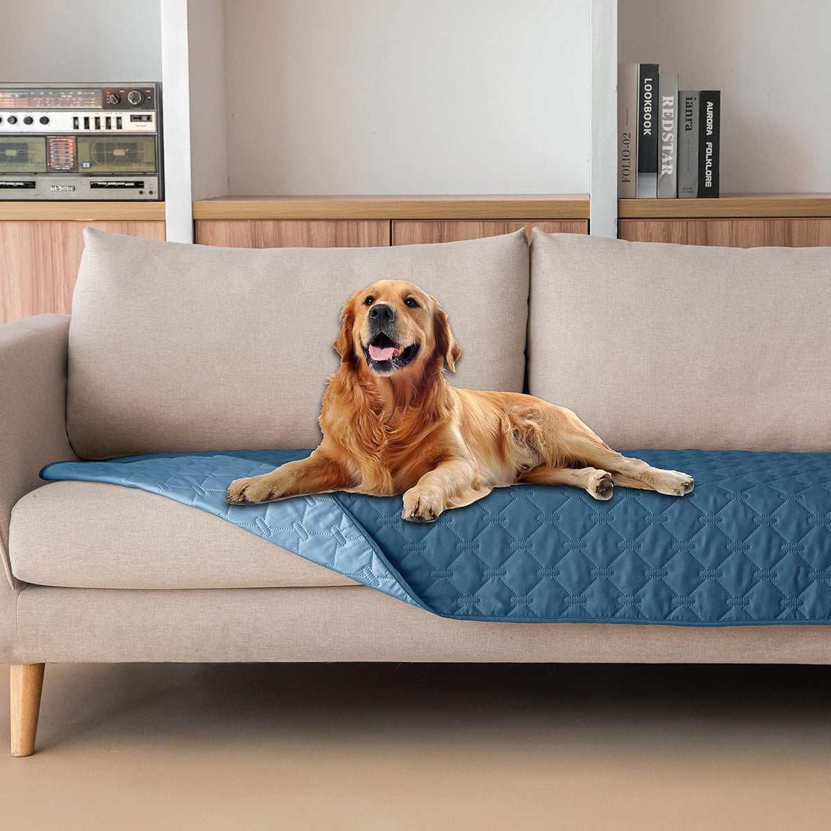100% Double-Sided Waterproof Dog Bed Cover Pet Blanket Sofa Couch Furniture Protector for Puppy Large Dog Cat, Reversible (68x82 Inch (Pack of 1), Dark Grey/Light Grey) - Colors B
