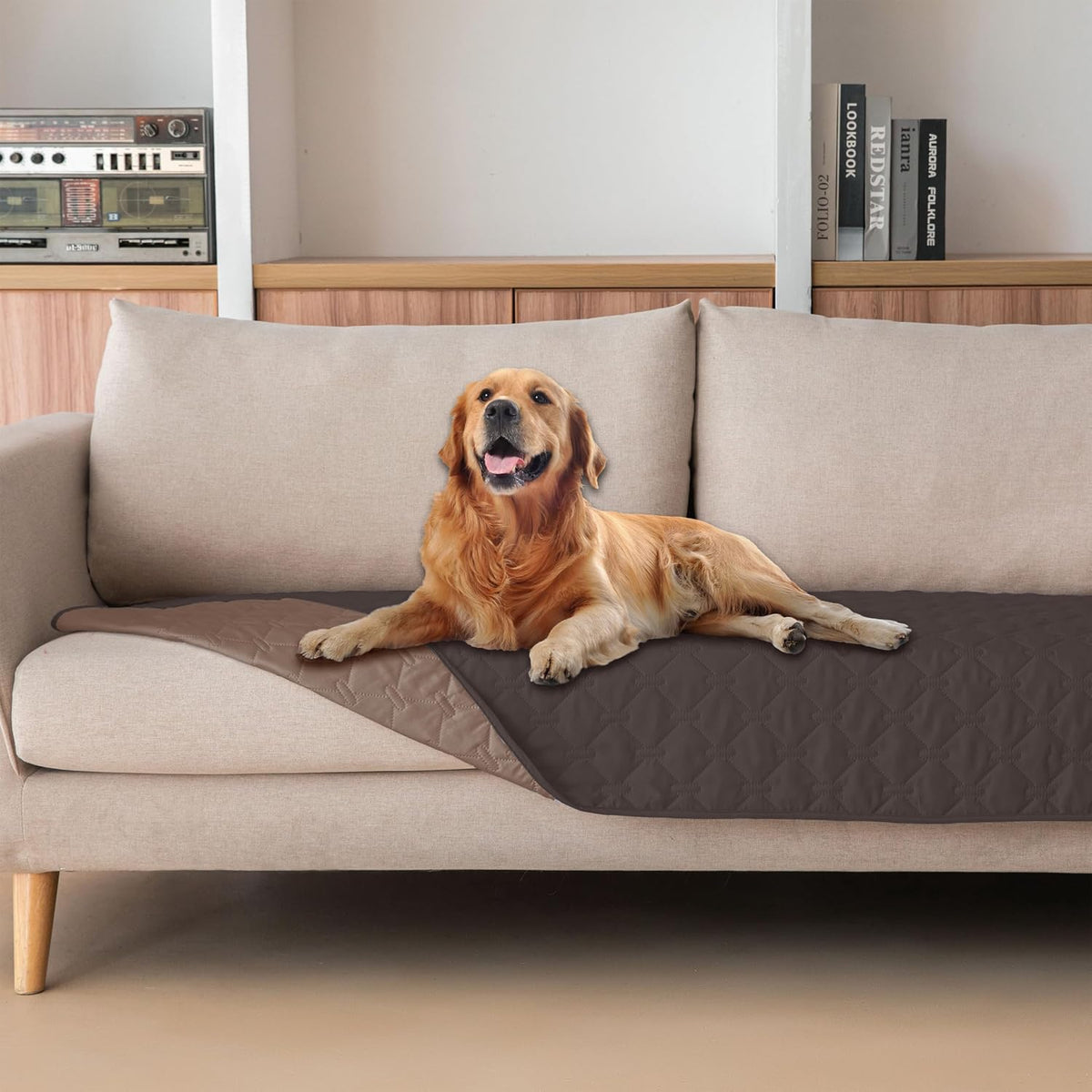 100% Double-Sided Waterproof Dog Bed Cover Pet Blanket Sofa Couch Furniture Protector for Puppy Large Dog Cat, Reversible (68x82 Inch (Pack of 1), Dark Grey/Light Grey) - Colors B