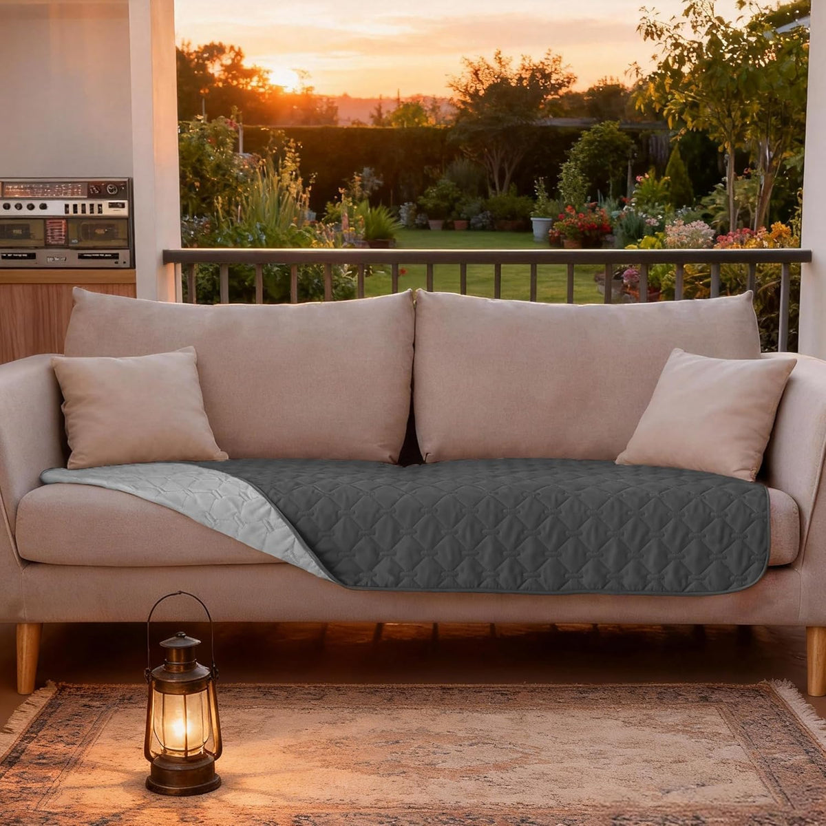 100% Double-Sided Waterproof Dog Bed Cover Pet Blanket Sofa Couch Furniture Protector for Puppy Large Dog Cat, Reversible (68x82 Inch (Pack of 1), Dark Grey/Light Grey) - Colors B