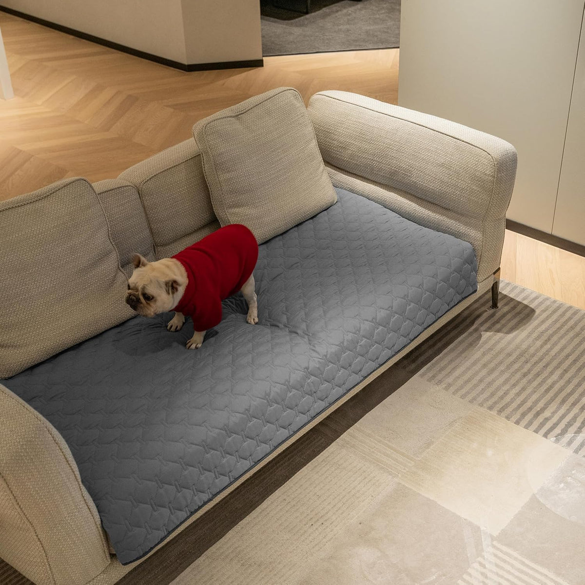 100% Double-Sided Waterproof Dog Bed Cover Pet Blanket Sofa Couch Furniture Protector for Puppy Large Dog Cat, Reversible (68x82 Inch (Pack of 1), Dark Grey/Light Grey) - Colors B
