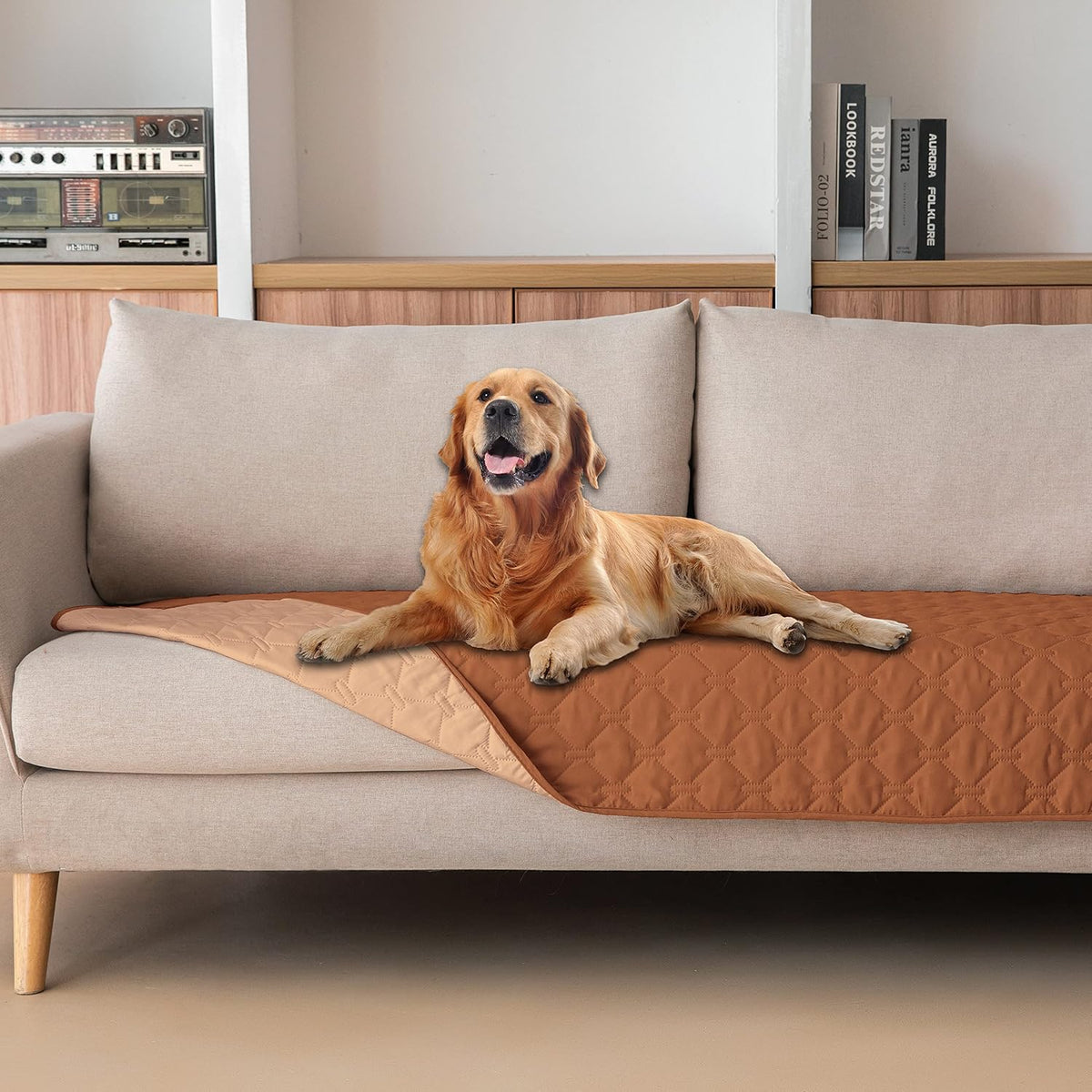 100% Double-Sided Waterproof Dog Bed Cover Pet Blanket Sofa Couch Furniture Protector for Puppy Large Dog Cat, Reversible (68x82 Inch (Pack of 1), Dark Grey/Light Grey) - Colors B