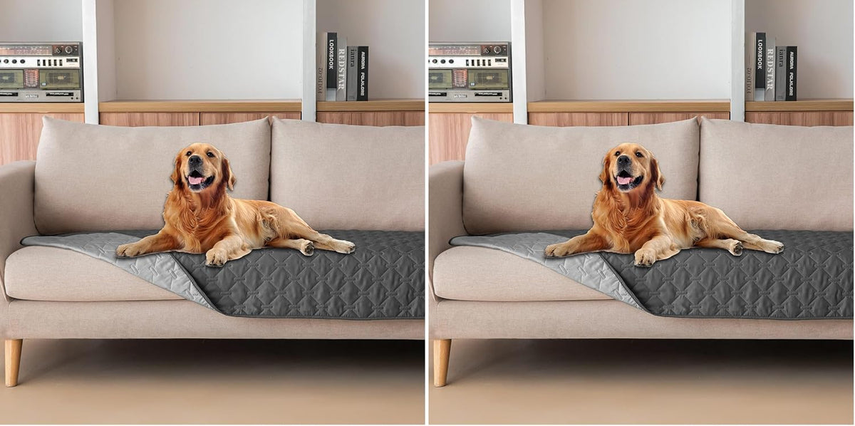 100% Double-Sided Waterproof Dog Bed Cover Pet Blanket Sofa Couch Furniture Protector for Puppy Large Dog Cat, Reversible (68x82 Inch (Pack of 1), Dark Grey/Light Grey) - Colors B