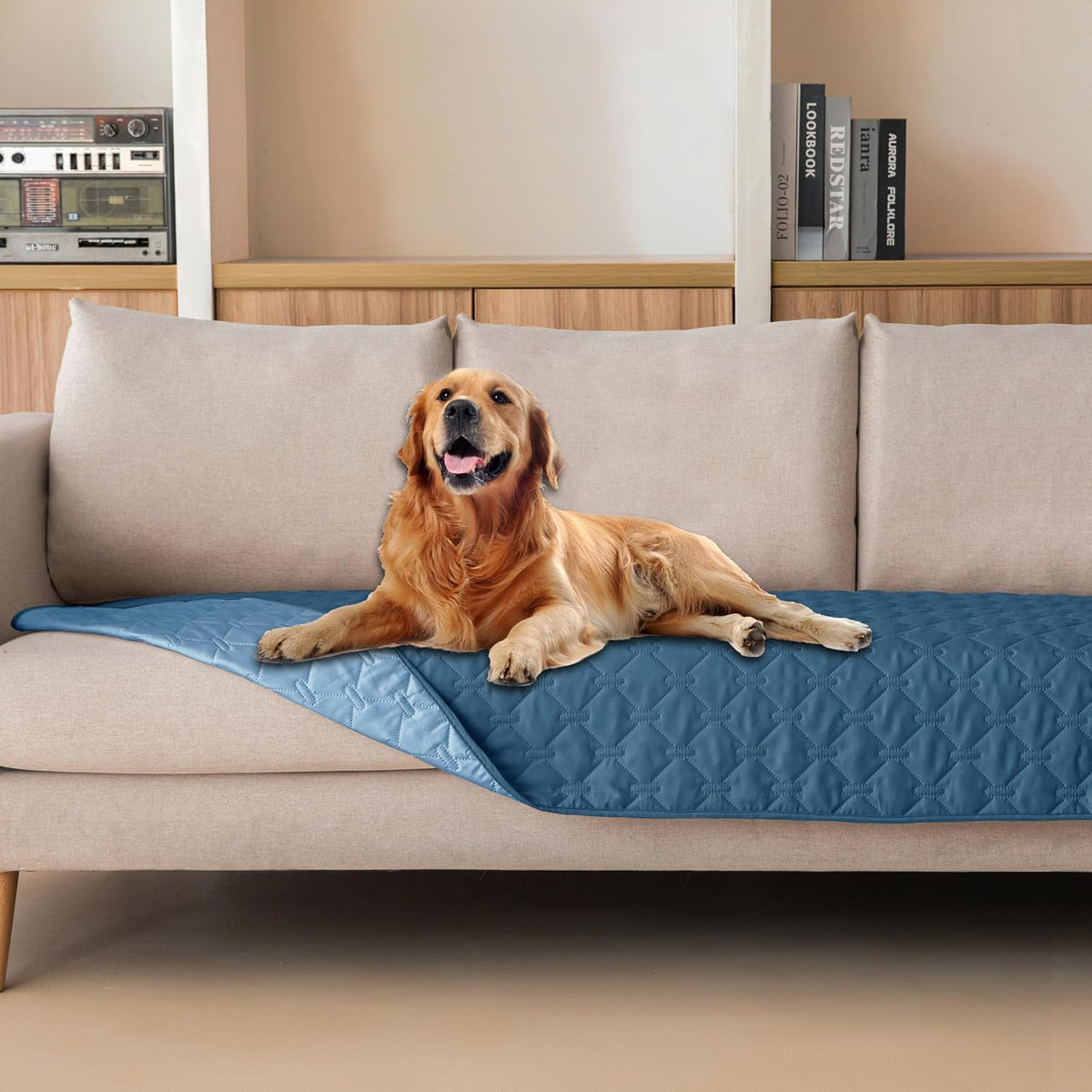 100% Double-Sided Waterproof Dog Bed Cover Pet Blanket Sofa Couch Furniture Protector for Puppy Large Dog Cat, Reversible (68x82 Inch (Pack of 1), Dark Grey/Light Grey) - Colors B