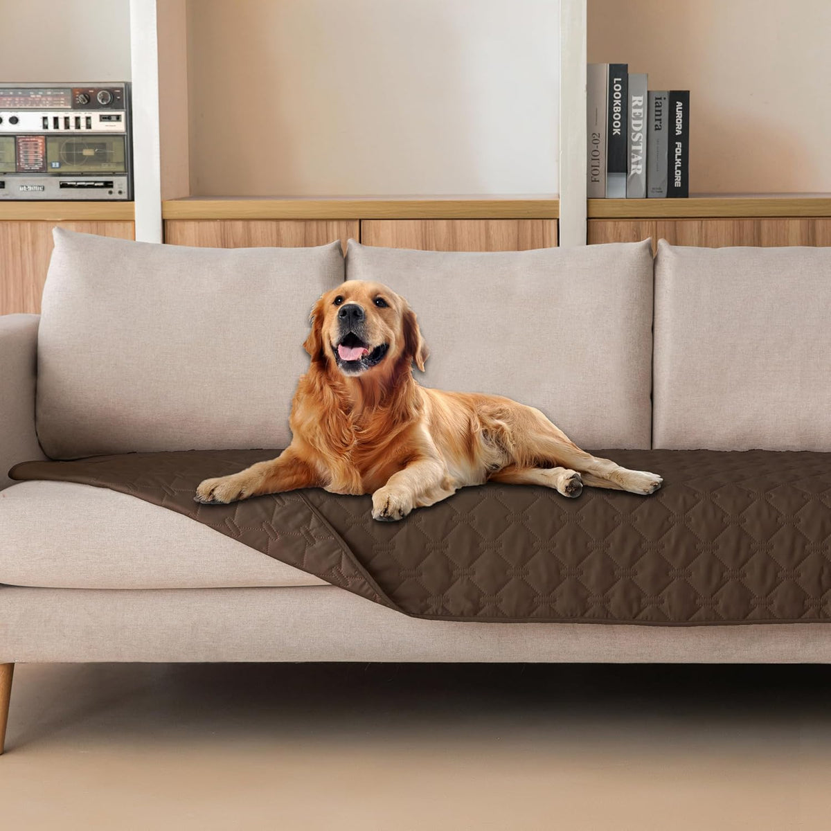 100% Double-Sided Waterproof Dog Bed Cover Pet Blanket Sofa Couch Furniture Protector for Puppy Large Dog Cat, Reversible (68x82 Inch (Pack of 1), Dark Grey/Light Grey) - Colors B