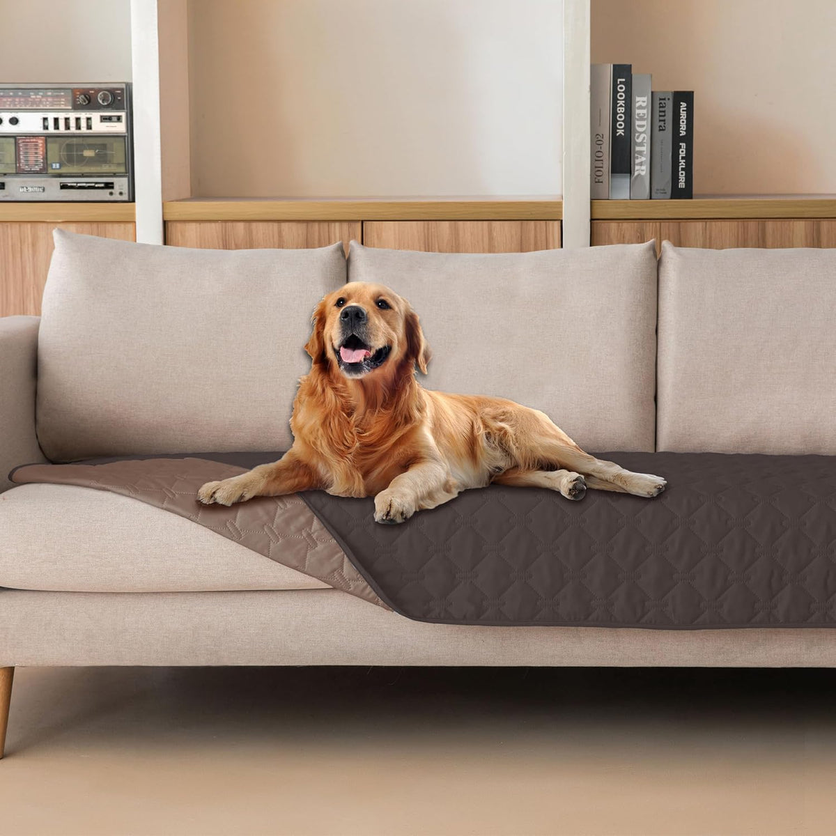 100% Double-Sided Waterproof Dog Bed Cover Pet Blanket Sofa Couch Furniture Protector for Puppy Large Dog Cat, Reversible (68x82 Inch (Pack of 1), Dark Grey/Light Grey) - Colors B