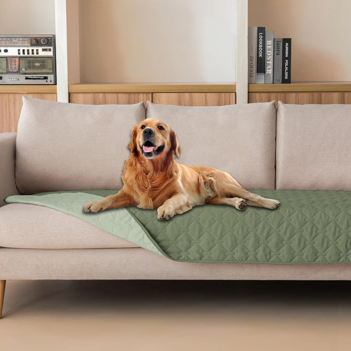 100% Double-Sided Waterproof Dog Bed Cover Pet Blanket Sofa Couch Furniture Protector for Puppy Large Dog Cat, Reversible (68x82 Inch (Pack of 1), Dark Grey/Light Grey) - Colors B