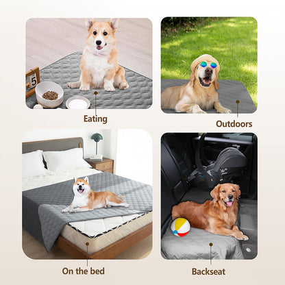 100% Double-Sided Waterproof Dog Bed Cover Pet Blanket Sofa Couch Furniture Protector for Puppy Large Dog Cat, Reversible (68x82 Inch (Pack of 1), Dark Grey/Light Grey) - Colors B