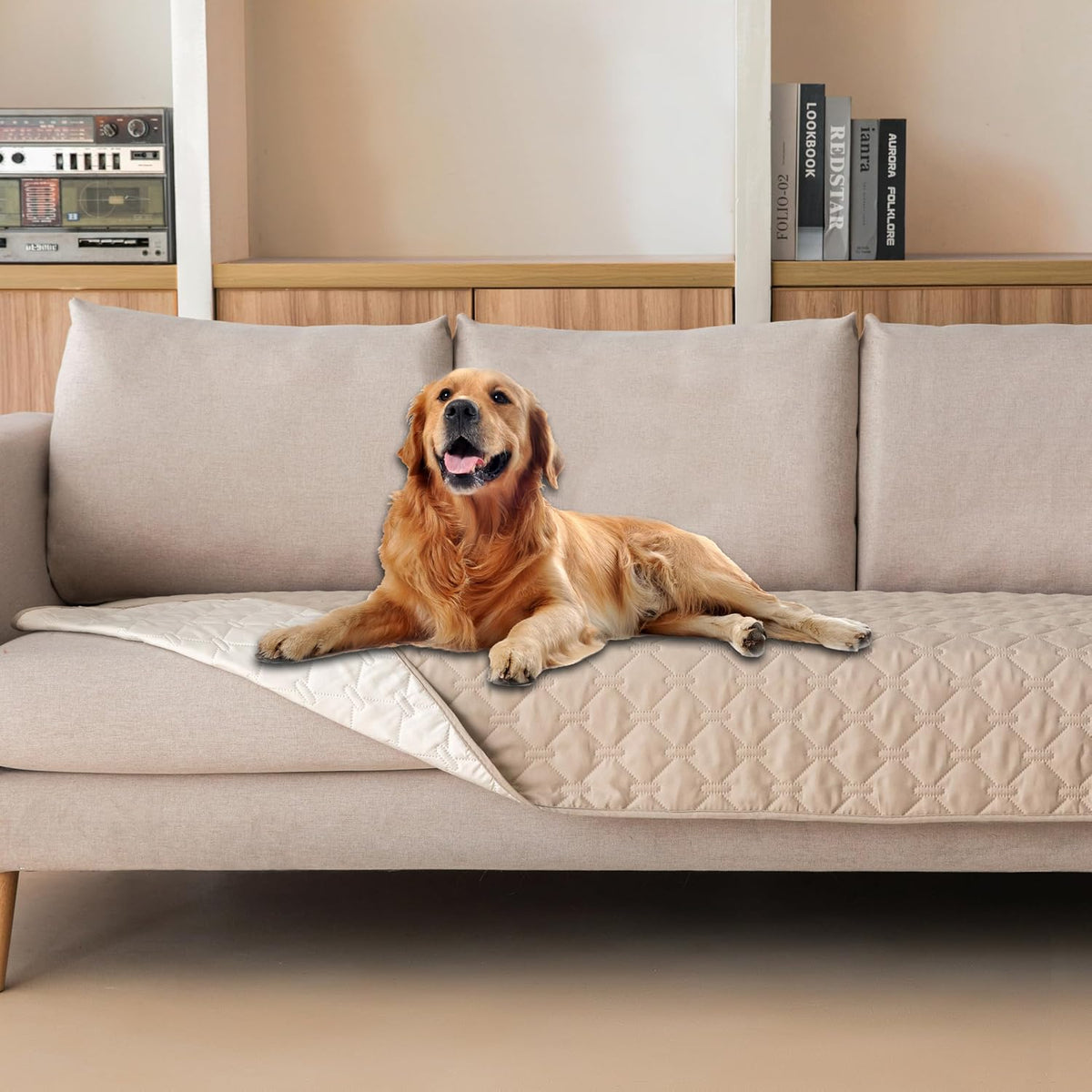 100% Double-Sided Waterproof Dog Bed Cover Pet Blanket Sofa Couch Furniture Protector for Puppy Large Dog Cat, Reversible (68x82 Inch (Pack of 1), Dark Grey/Light Grey) - Colors B