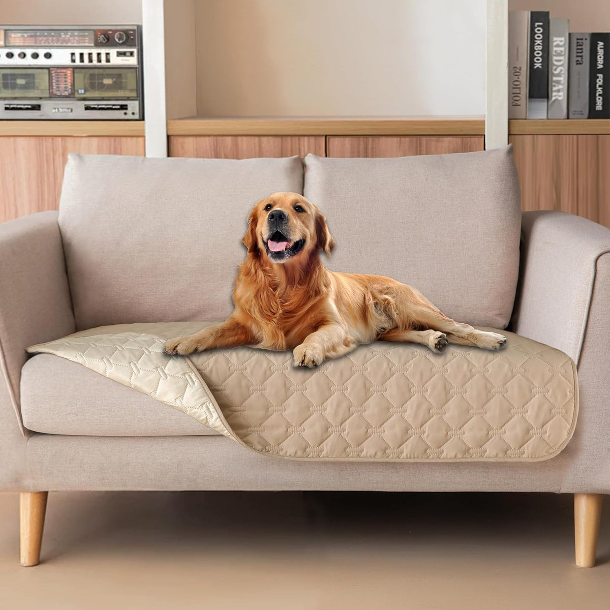 100% Double-Sided Waterproof Dog Bed Cover Pet Blanket Sofa Couch Furniture Protector for Puppy Large Dog Cat, Reversible (68x82 Inch (Pack of 1), Dark Grey/Light Grey) - Colors B