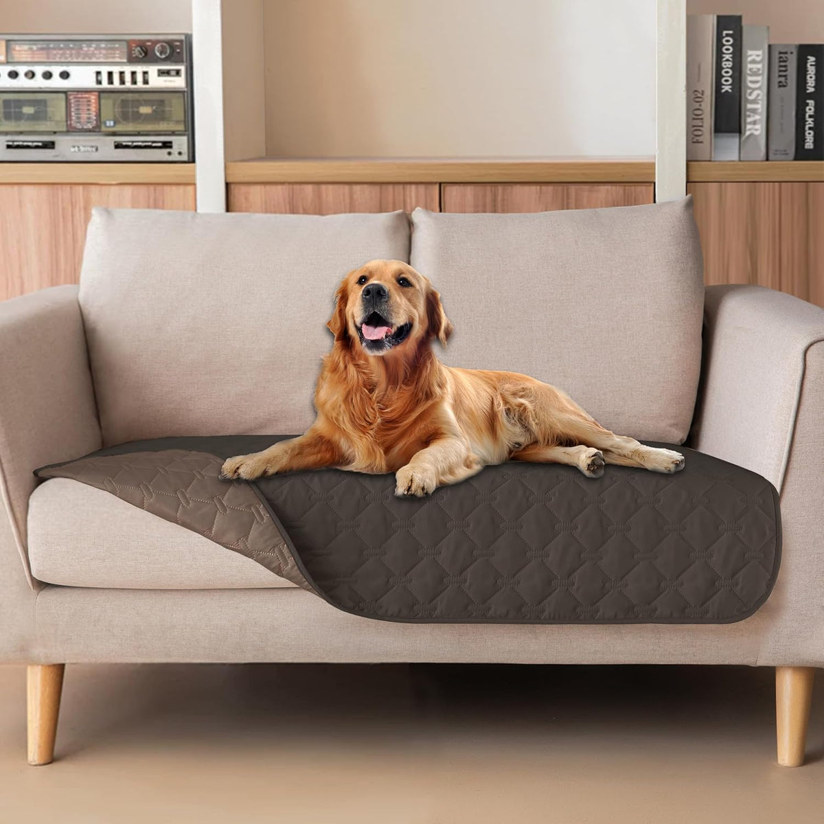 100% Double-Sided Waterproof Dog Bed Cover Pet Blanket Sofa Couch Furniture Protector for Puppy Large Dog Cat, Reversible (68x82 Inch (Pack of 1), Dark Grey/Light Grey) - Colors B