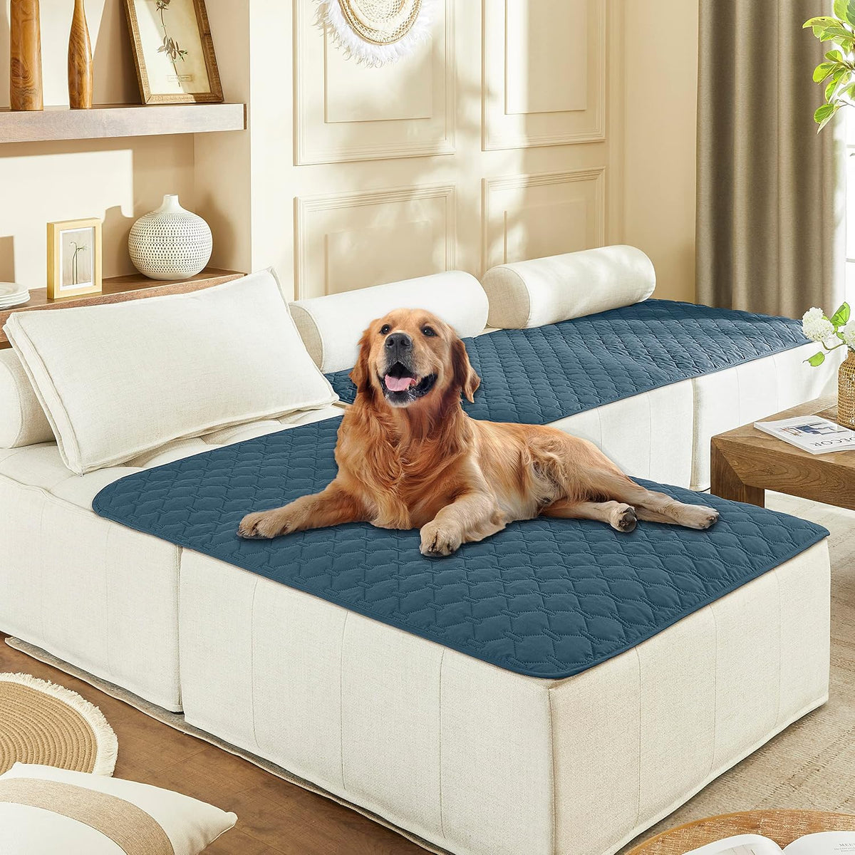 100% Double-Sided Waterproof Dog Bed Cover Pet Blanket Sofa Couch Furniture Protector for Puppy Large Dog Cat, Reversible (68x82 Inch (Pack of 1), Dark Grey/Light Grey) - Colors B