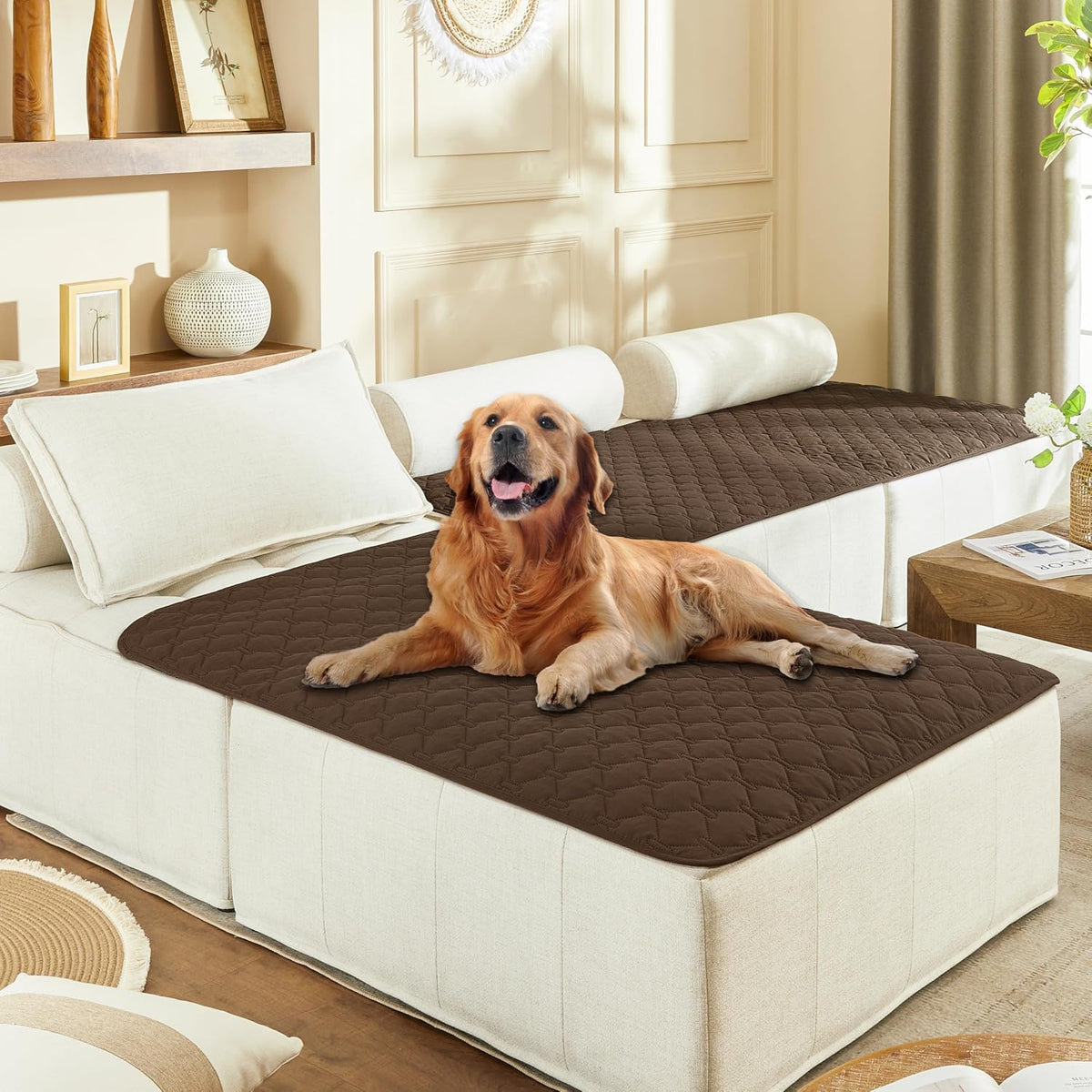 100% Double-Sided Waterproof Dog Bed Cover Pet Blanket Sofa Couch Furniture Protector for Puppy Large Dog Cat, Reversible (68x82 Inch (Pack of 1), Dark Grey/Light Grey) - Colors B