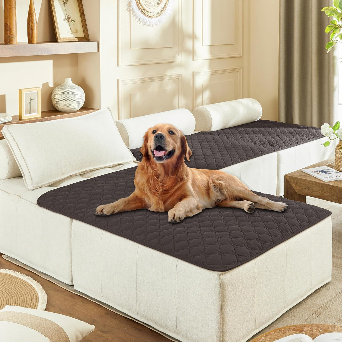 100% Double-Sided Waterproof Dog Bed Cover Pet Blanket Sofa Couch Furniture Protector for Puppy Large Dog Cat, Reversible (68x82 Inch (Pack of 1), Dark Grey/Light Grey) - Colors B