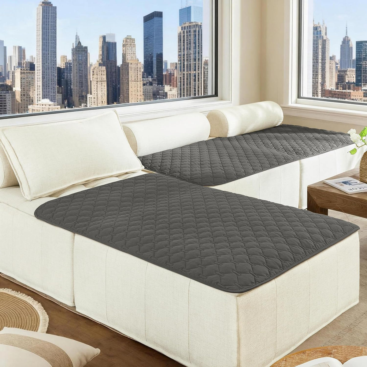 100% Double-Sided Waterproof Dog Bed Cover Pet Blanket Sofa Couch Furniture Protector for Puppy Large Dog Cat, Reversible (68x82 Inch (Pack of 1), Dark Grey/Light Grey) - Colors B