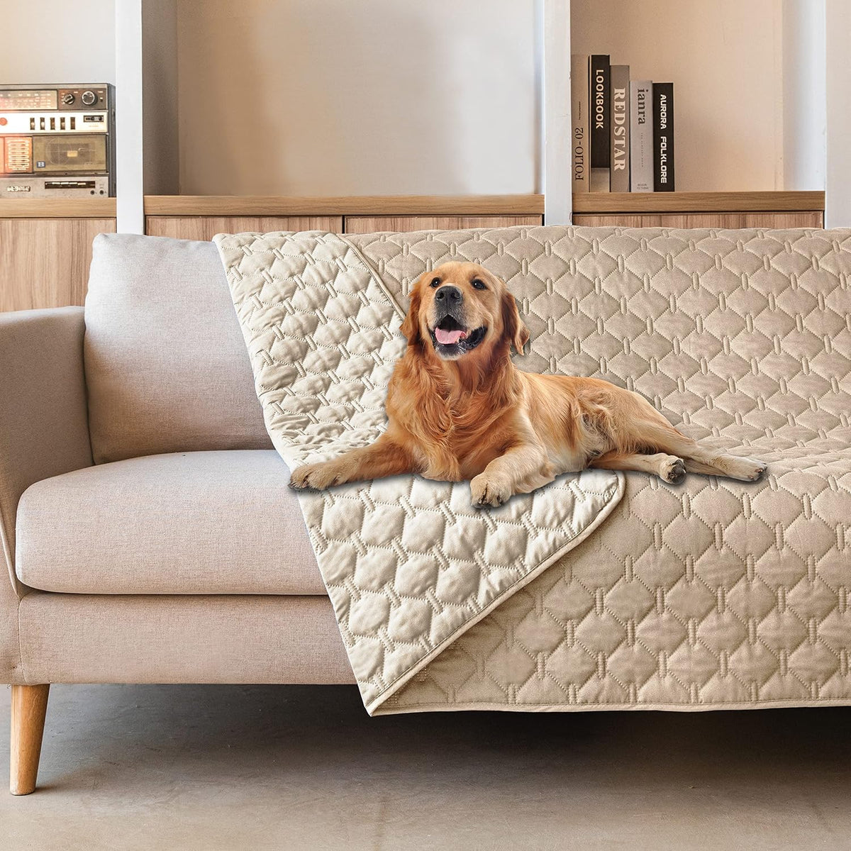 100% Double-Sided Waterproof Dog Bed Cover Pet Blanket Sofa Couch Furniture Protector for Puppy Large Dog Cat, Reversible (68x82 Inch (Pack of 1), Dark Grey/Light Grey) - Colors B