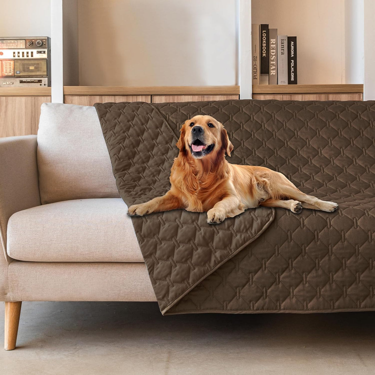 100% Double-Sided Waterproof Dog Bed Cover Pet Blanket Sofa Couch Furniture Protector for Puppy Large Dog Cat, Reversible (68x82 Inch (Pack of 1), Dark Grey/Light Grey) - Colors B