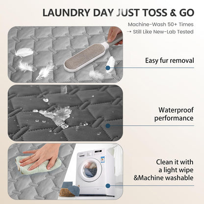 100% Double-Sided Waterproof Dog Bed Cover Pet Blanket Sofa Couch Furniture Protector for Puppy Large Dog Cat, Reversible (68x82 Inch (Pack of 1), Dark Grey/Light Grey) - Colors B